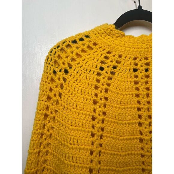 Hand Made Women's Yellow Hand Knit Button Front Cape - OS - Picture 8 of 11